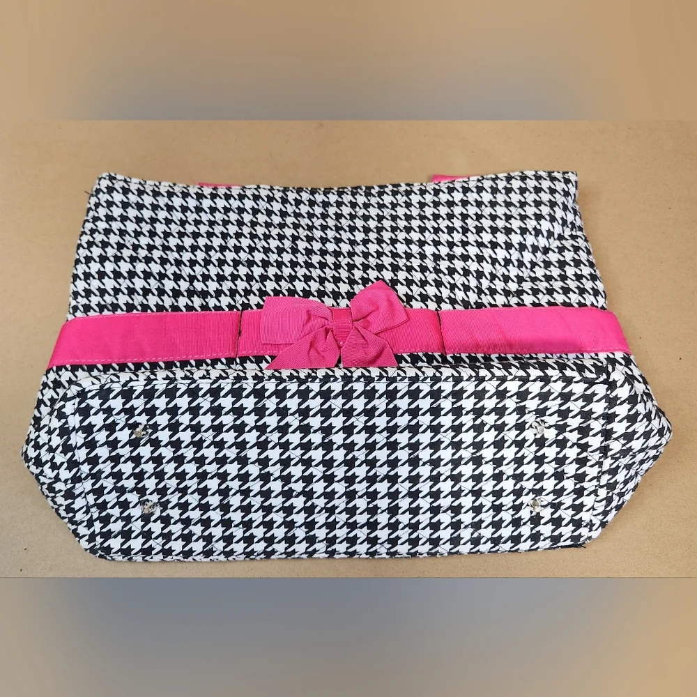 Bliss Pink and Black Houndstooth Tote